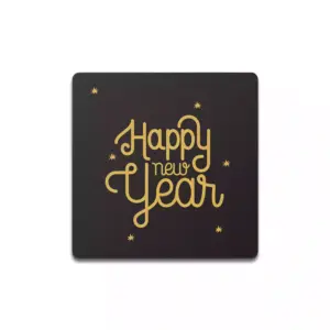 Siyah Happy New Year Bardak Altlığı